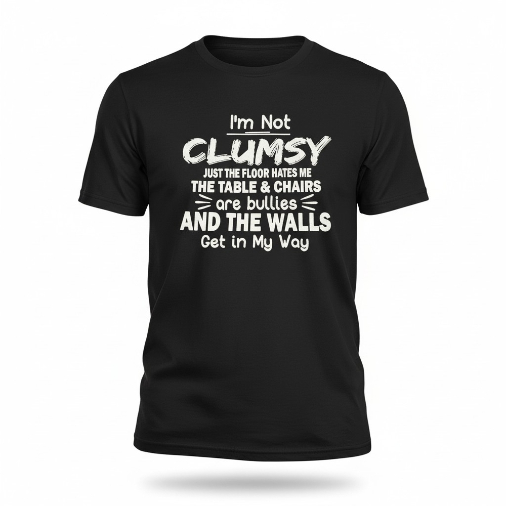 ♥️2 For $25♥️Funny 'I'm Not Clumsy' Graphic Tee - Black & White XL